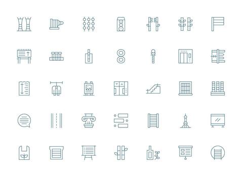 ligero línea íconos desde vertical conjunto con 35 vectores compacto icono conjunto