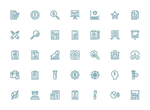 análisis icono conjunto con 35 regular limpiar línea gráficos interfaz icono colección para diario proyectos vector