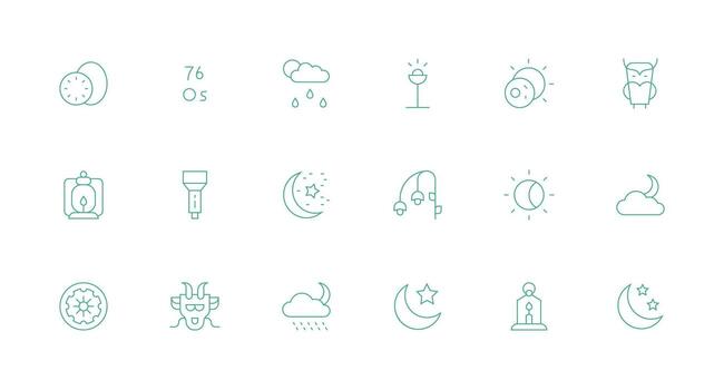 Dark Design Icons featuring 18 in Minimal Line Style Icons Built for Visual Consistency Pack vector