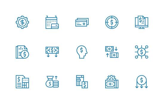 Cashflow Set with 15 Regular Line Icons Full Icon Library for UI Designers vector
