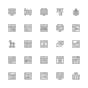 Blog Visual Pack containing 25 Medium Stroke Outline Icons Layout Icon Collection vector