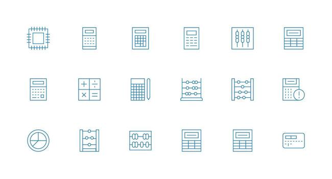 18 Minimal Line Style Icons from Arithmetic Collection Creative Icon Set vector
