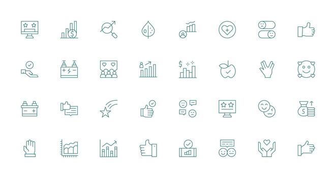 32 Thin Line Icons for Positive Graphics Balanced Icon Set for Functional Design vector