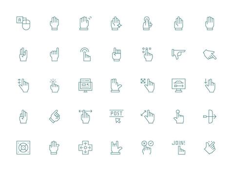 Light Line Style Cursor Icons with 35 Vectors Multi-Style Icon Collection