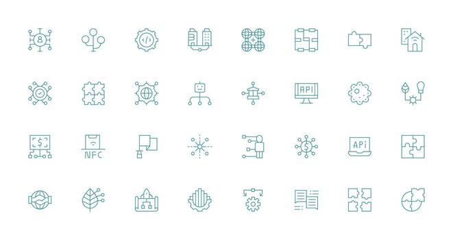 Integration Set with 32 Thin Line Icons Smart Icon Collection vector