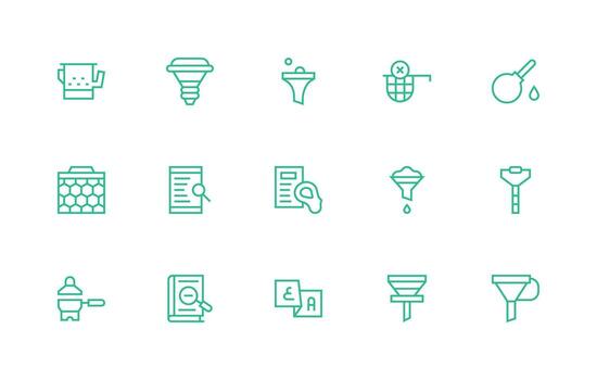 15 regular línea estilo íconos desde filtrar colección completar icono conjunto para móvil aplicaciones vector