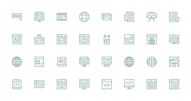 32 Thin Line Vectors for Web Page Theme General Use Icon Pack