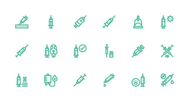 Strong Stroke Line Icons from Vaccination Set with 18 Vectors Flexible Icon System for Web Interfaces