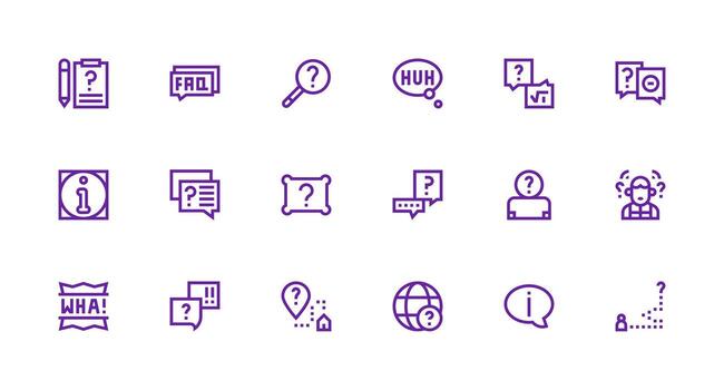 18 Strong Stroke Line Icons for Question Mark Graphics Essential Icon Set for Teams vector