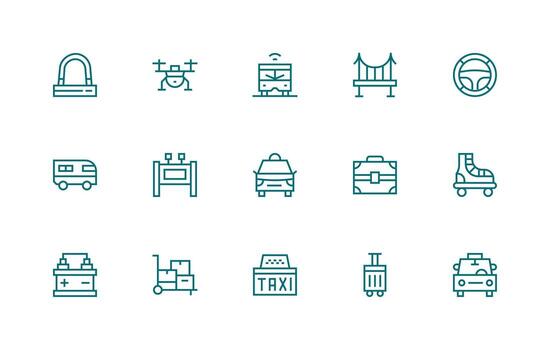 15 Icons for Transportation in Regular Line Format Display Icon Pack vector
