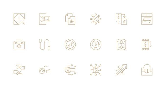mínimo línea estilo transferir íconos con 18 vectores simplificado icono paquete para visual herramientas