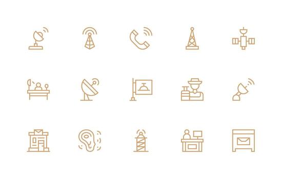 15 regular línea vectores para recepción tema basado en temas icono paquete