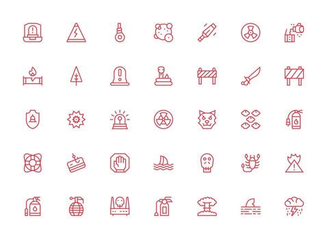 35 Regular Clean Line Icons for Danger Graphics Quick Access Icons for UI Development vector