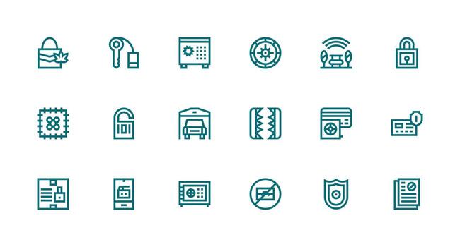 Protected Visual Pack containing 18 Strong Stroke Line Icons Reusable Icon Set vector