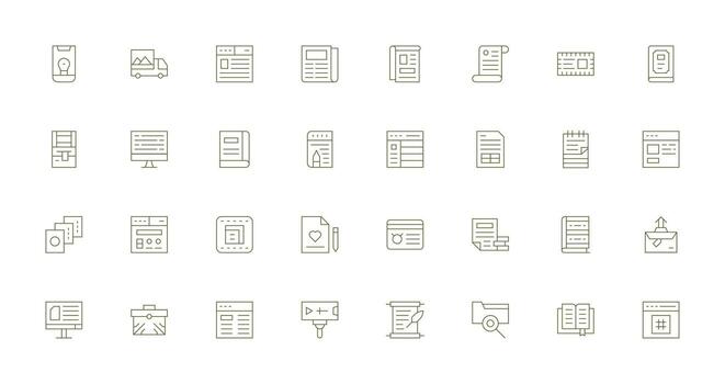 32 Thin Line Designs for Content Management Icons High-Resolution Icons for Any Platform vector