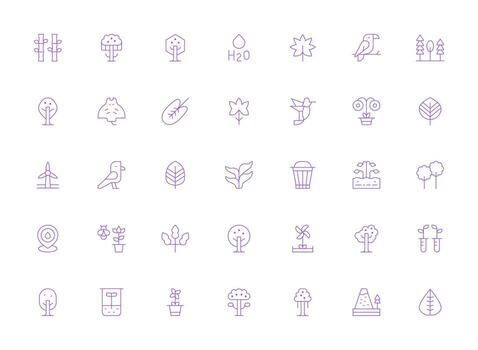 35 ligero línea estilo íconos desde ecología colección multi-estilo íconos para creativo proyectos vector