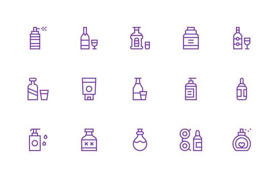 botella diseño íconos presentando 15 en regular línea estilo escalable icono paquete vector