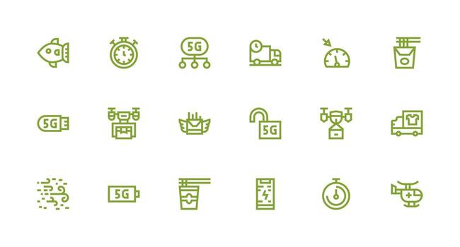 Fast Design Icons featuring 18 in Strong Stroke Line Style Multi-Purpose Icon Pack for Templates vector