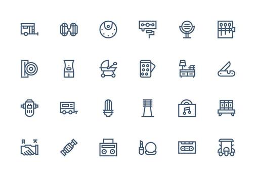 24 íconos para compacto en grueso línea línea formato ordenado icono conjunto vector