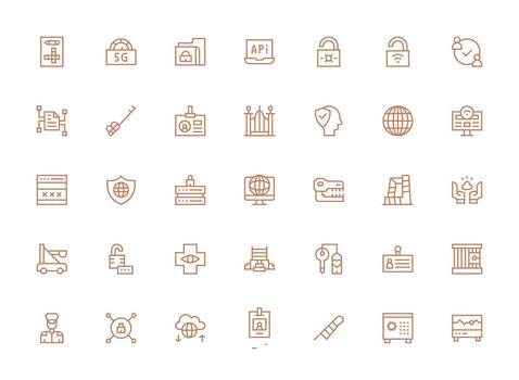 35 Icons for Access in Regular Clean Line Format Complete Icon Set for Mobile Apps vector