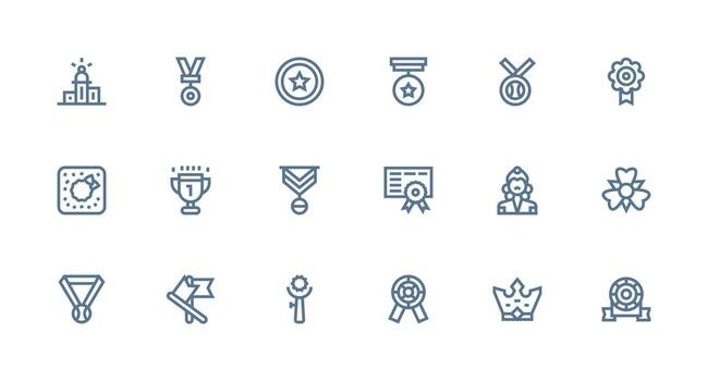 18 Icons for Honor in Strong Stroke Line Format Web Icon Collection vector