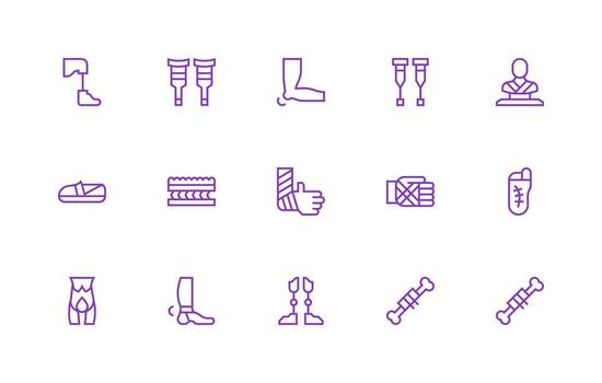 15 Icons for Orthopedic in Regular Line Format Line Icon Collection vector