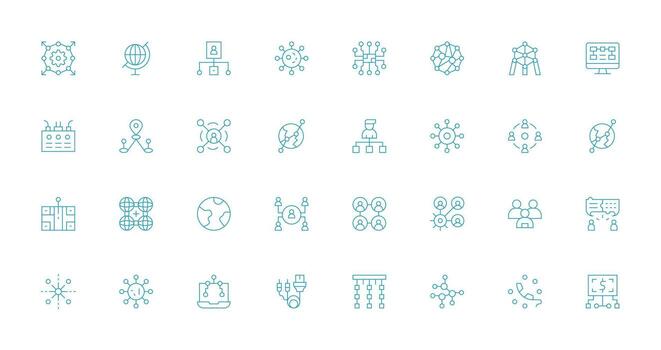 32 Thin Line Vectors for Connections Theme Icons Built for Visual Consistency Pack