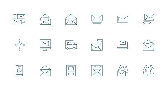mínimo línea íconos desde digital correo conjunto con 18 vectores multi-estilo íconos para creativo proyectos