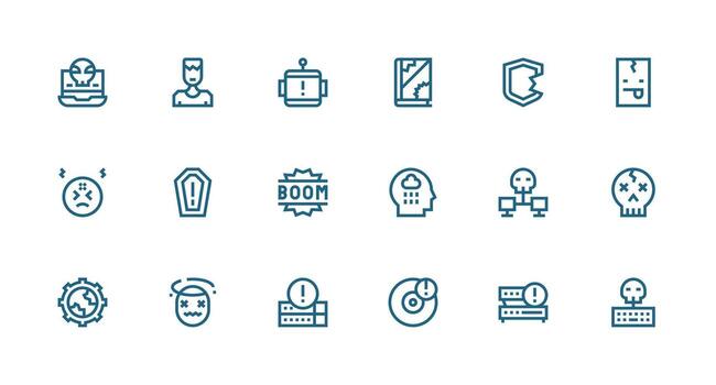 18 Strong Stroke Line Designs for System Failure Icons Multi-Style Icon Collection vector