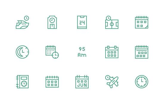 15 regular línea diseños para calendario íconos web icono colección vector