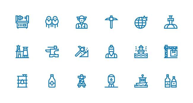 18 Icons for Industry in Strong Stroke Line Format Complete Icon Set for Mobile Apps vector