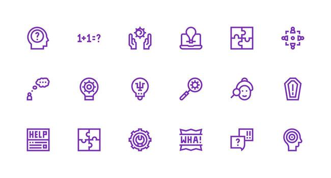 fuerte carrera línea íconos desde problema resolviendo conjunto con 18 vectores completar icono conjunto para móvil aplicaciones