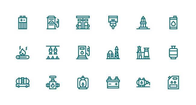 Fuel featuring 18 Icons in Strong Stroke Line Design Simple Icons for Interface and Wireframes vector
