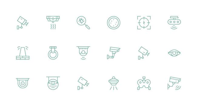 mínimo línea estilo detección íconos con 18 vectores aplicación icono paquete