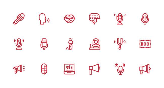 18 Strong Stroke Line Vectors for Speech Theme Interface Icons for Daily Use