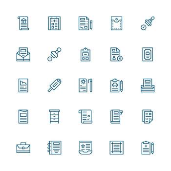 25 Medium Stroke Outline Vectors for Paperwork Theme Well-Structured Icons for Creative Use