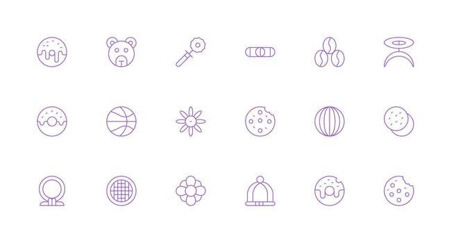 18 Icons for Round in Minimal Line Format Clean Set for Layout Prototypes vector