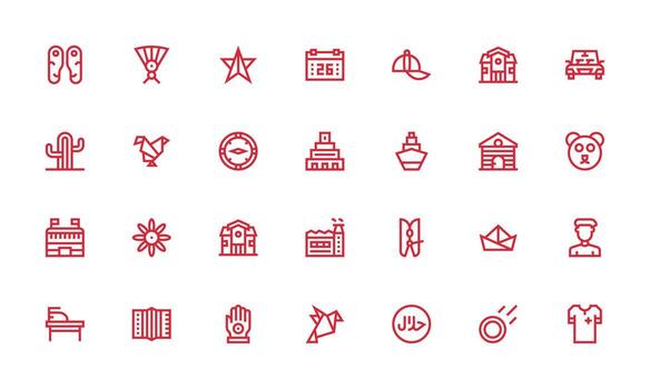 Flat Design Icons featuring 28 in Bold Line Style UI and UX Focused Icon Collection vector