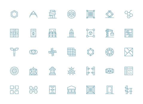 35 Icons for Framework in Light Line Format Multi-Style Icons for Creative Projects vector