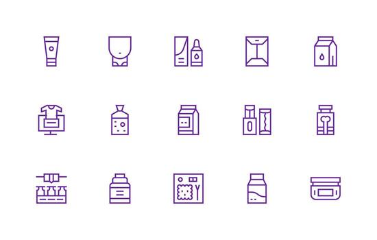 15 Icons for Product Packaging in Regular Line Format Complete Icon Bundle for Web Design vector