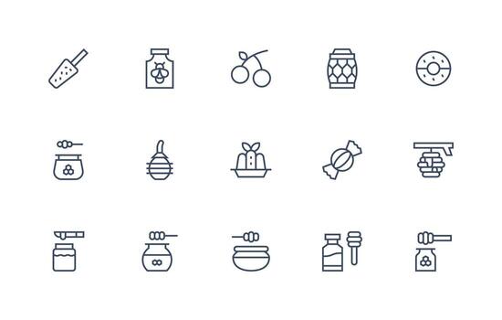 15 regular línea estilo íconos desde edulcorante colección monitor icono paquete vector