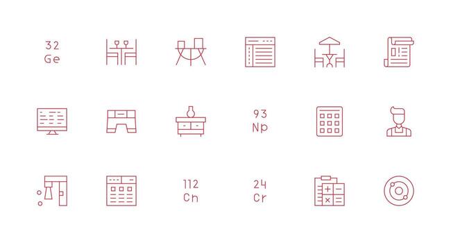 mesa conjunto con 18 mínimo línea íconos multi-estilo íconos para creativo proyectos vector