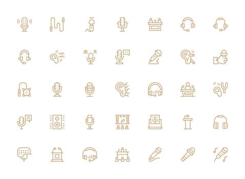 35 Regular Clean Line Icons for Microphone Graphics Smart Icon Collection vector