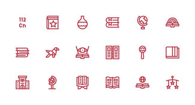 Strong Stroke Line Icons from Educational Set with 18 Vectors Icon Pack for UI