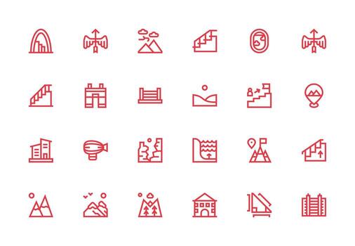 Elevation Visual Pack containing 24 Thick Line Line Icons Neatly Designed Icons for Web Platforms vector