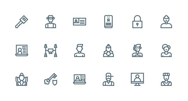 iniciar sesión diseño íconos presentando 18 en fuerte carrera línea estilo multi-estilo icono colección vector