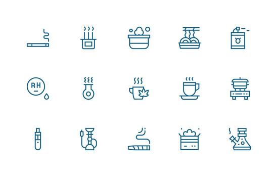 Vapor featuring 15 Icons in Regular Line Design Scalable Icons for All Themes vector