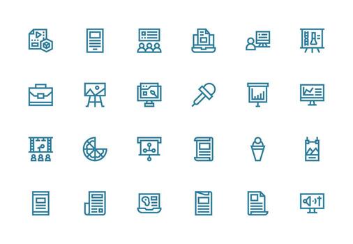 grueso línea línea estilo presentación íconos con 24 vectores funcional icono serie