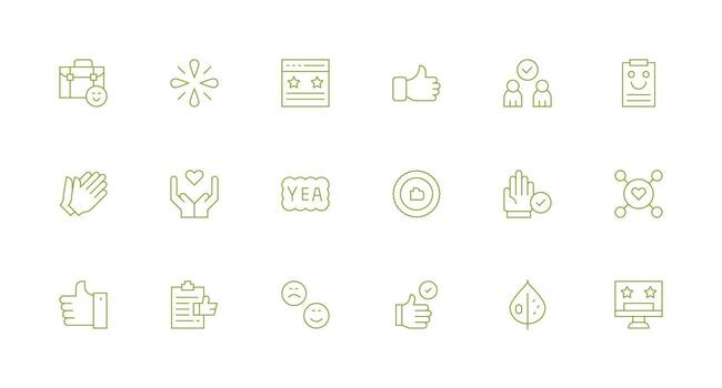 Minimal Line Icons from Positive Feedback Set with 18 Vectors Reusable Icon Set