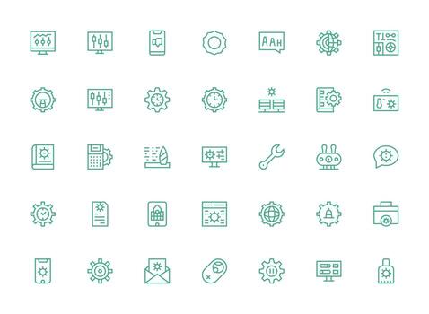 35 Icons for Settings in Regular Clean Line Format Well-Structured Icons for Creative Use vector